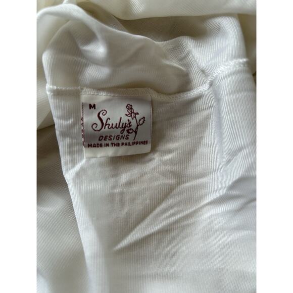 Vintage Half-Slip Women’s Wedding Sexy Ivory Nylon Lace Trim Floral White 70s M - Picture 6 of 10